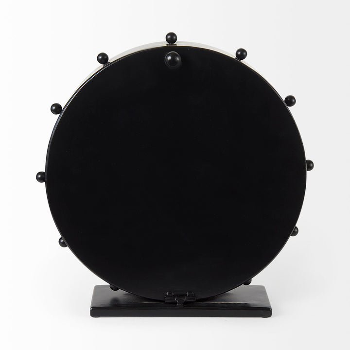 Marian Black Studded Round Table Clock Decor Mercana