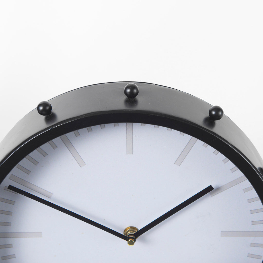 Marian Black Studded Round Table Clock Decor Mercana