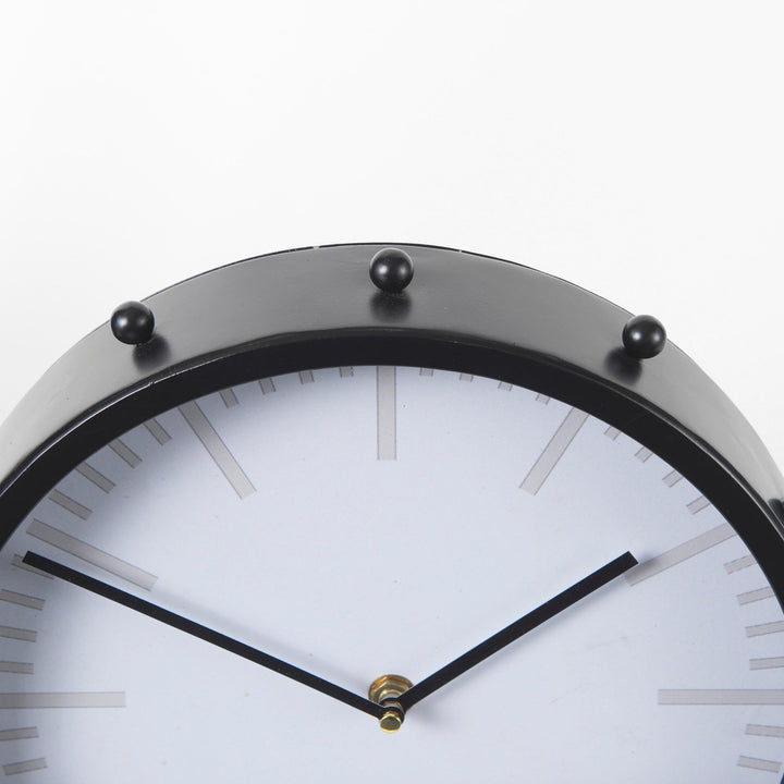 Marian Black Studded Round Table Clock Decor Mercana