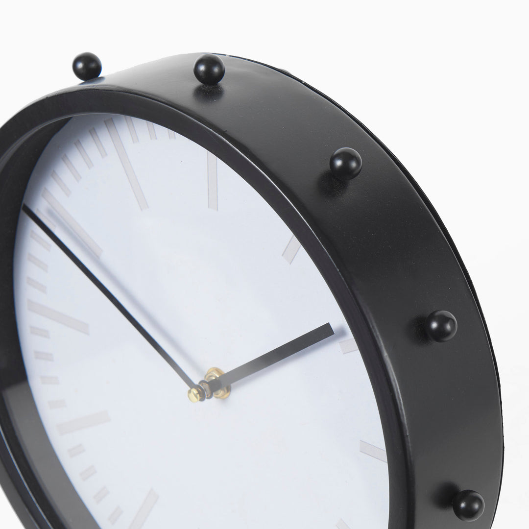 Marian Black Studded Round Table Clock Decor Mercana