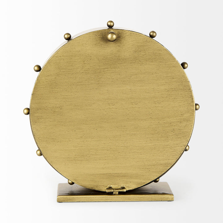 Marian Gold Metal W/Studs Round Table Clock Decor Mercana