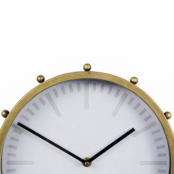 Marian Gold Metal W/Studs Round Table Clock Decor Mercana