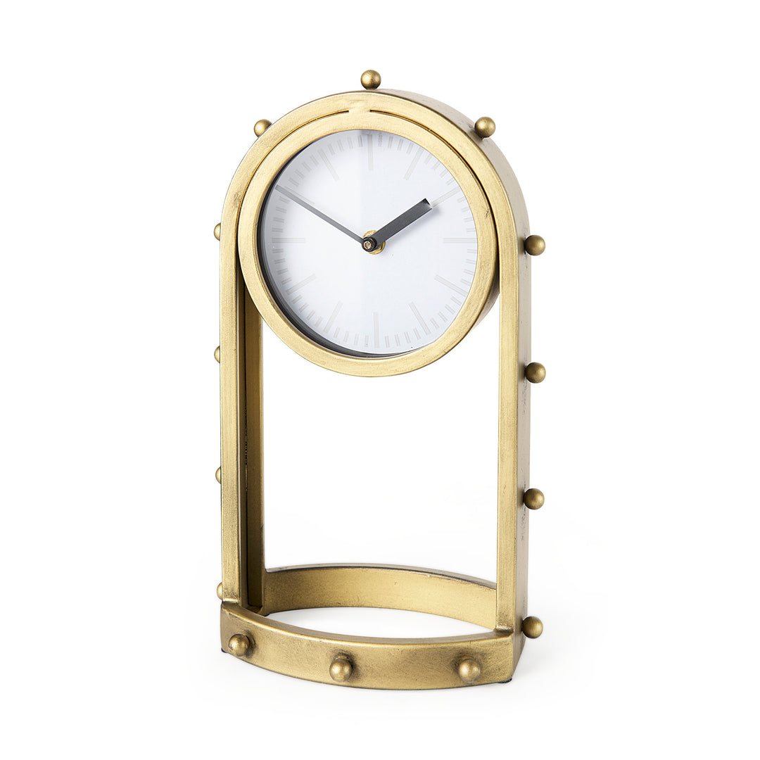 Marian Gold Studded Table Clock Decor Mercana