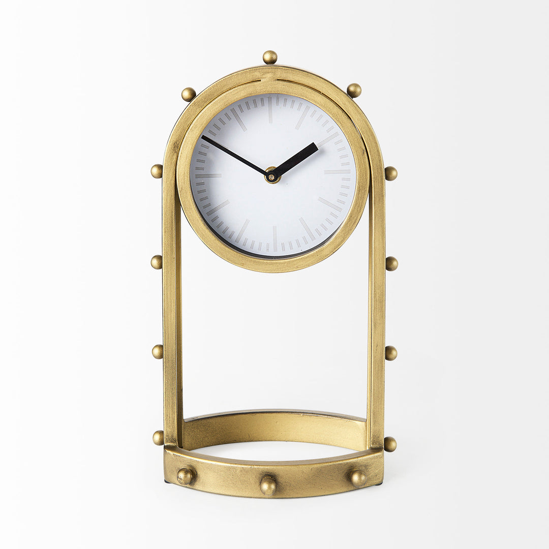Marian Gold Studded Table Clock Decor Mercana