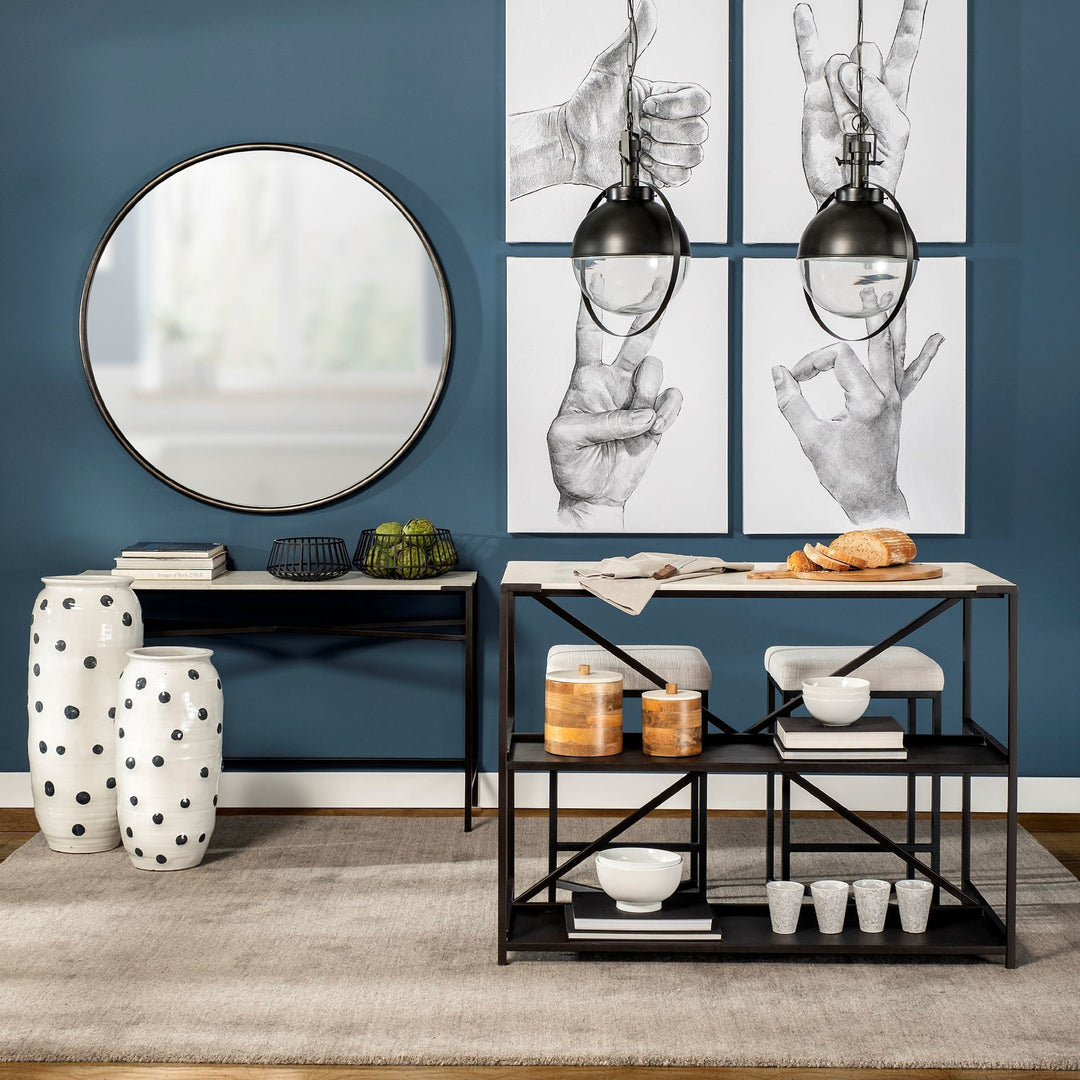 Frodo 29.75" Seat Height White Fabric Seat Black Metal Base Stool Dining Room Mercana