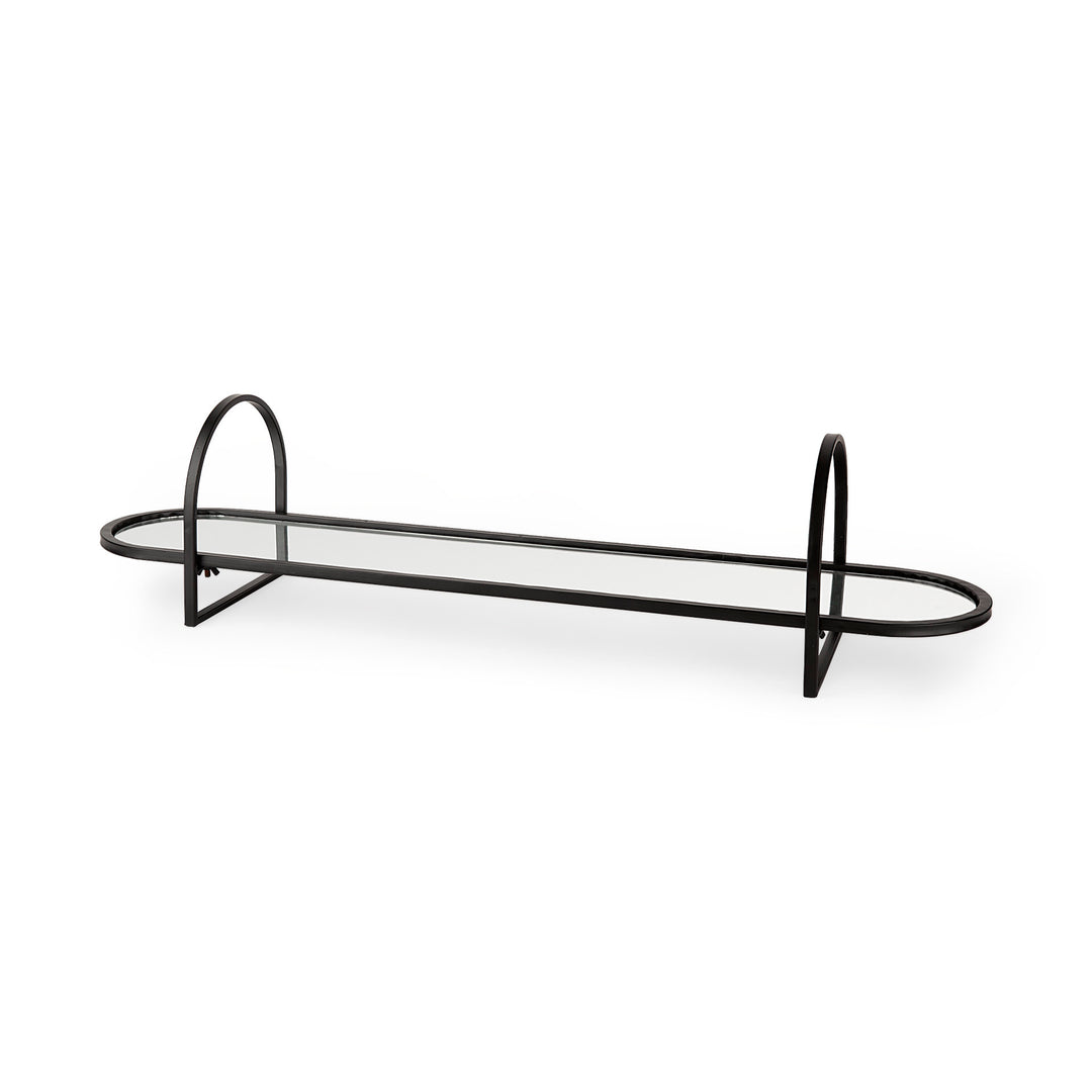 Evianna Mirrored W/Black Metal Frame Tray Decor Mercana