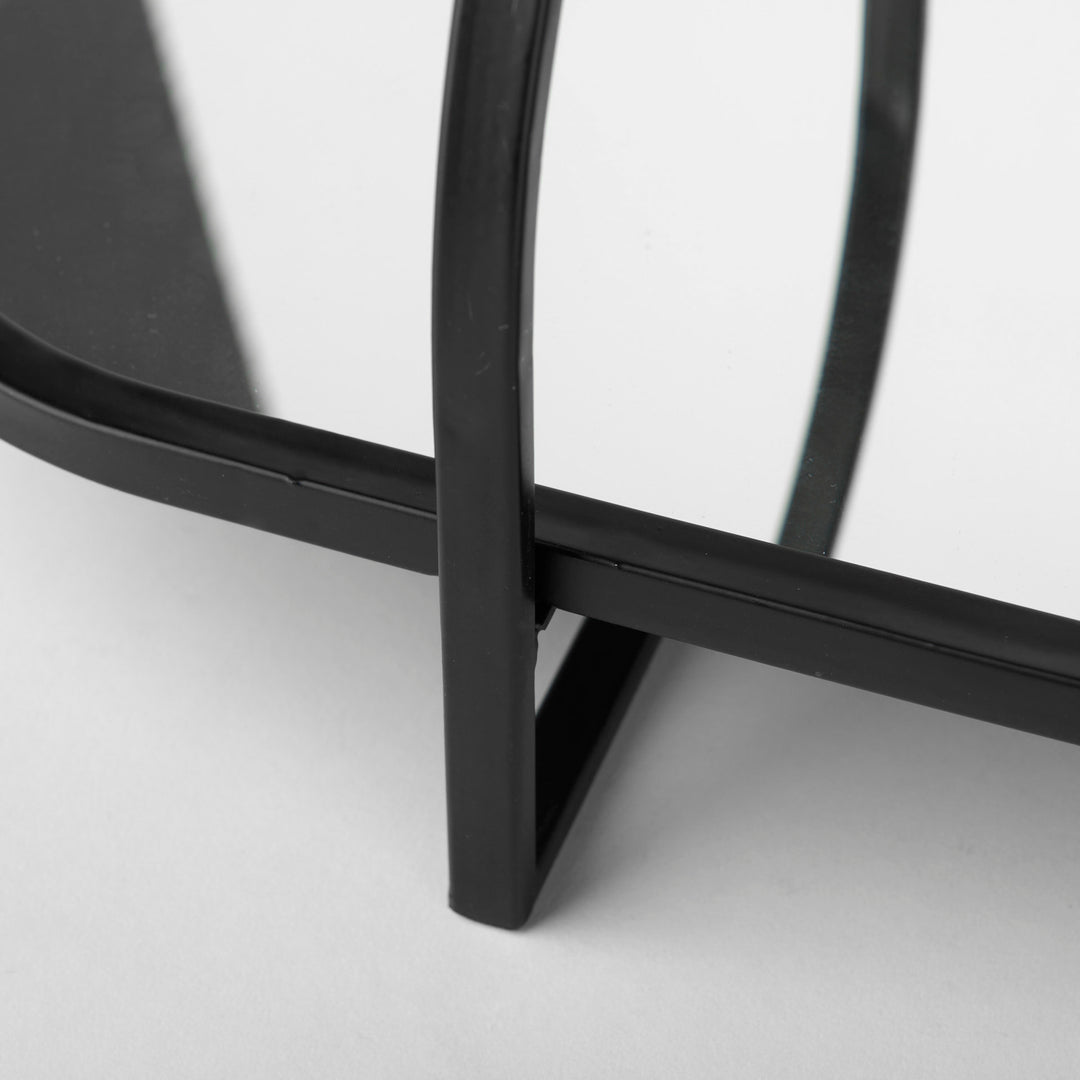 Evianna Mirrored W/Black Metal Frame Tray Decor Mercana