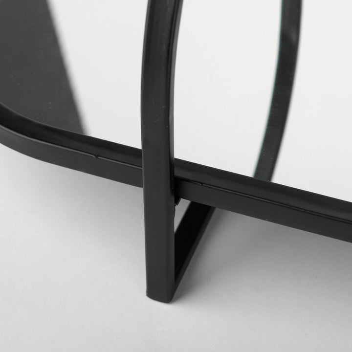 Evianna Mirrored W/Black Metal Frame Tray Decor Mercana