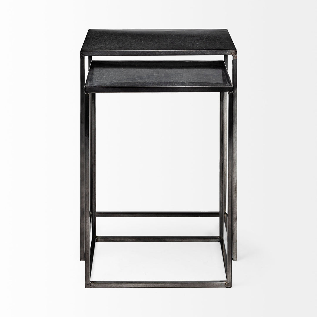 Kasey (Set of 2) Galvanized Metal Nesting Accent Tables Dining Room Mercana