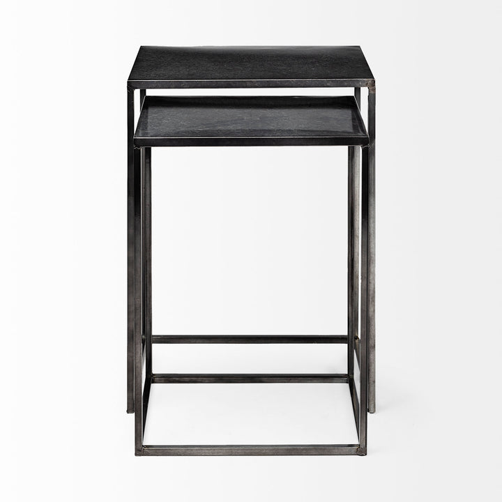 Kasey (Set of 2) Galvanized Metal Nesting Accent Tables Dining Room Mercana