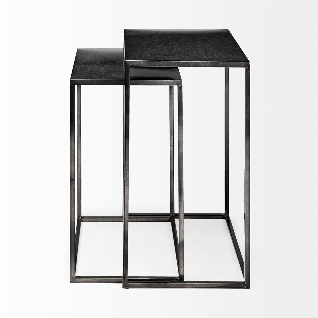 Kasey (Set of 2) Galvanized Metal Nesting Accent Tables Dining Room Mercana