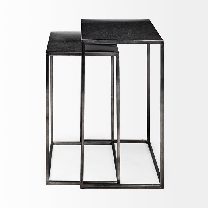 Kasey (Set of 2) Galvanized Metal Nesting Accent Tables Dining Room Mercana
