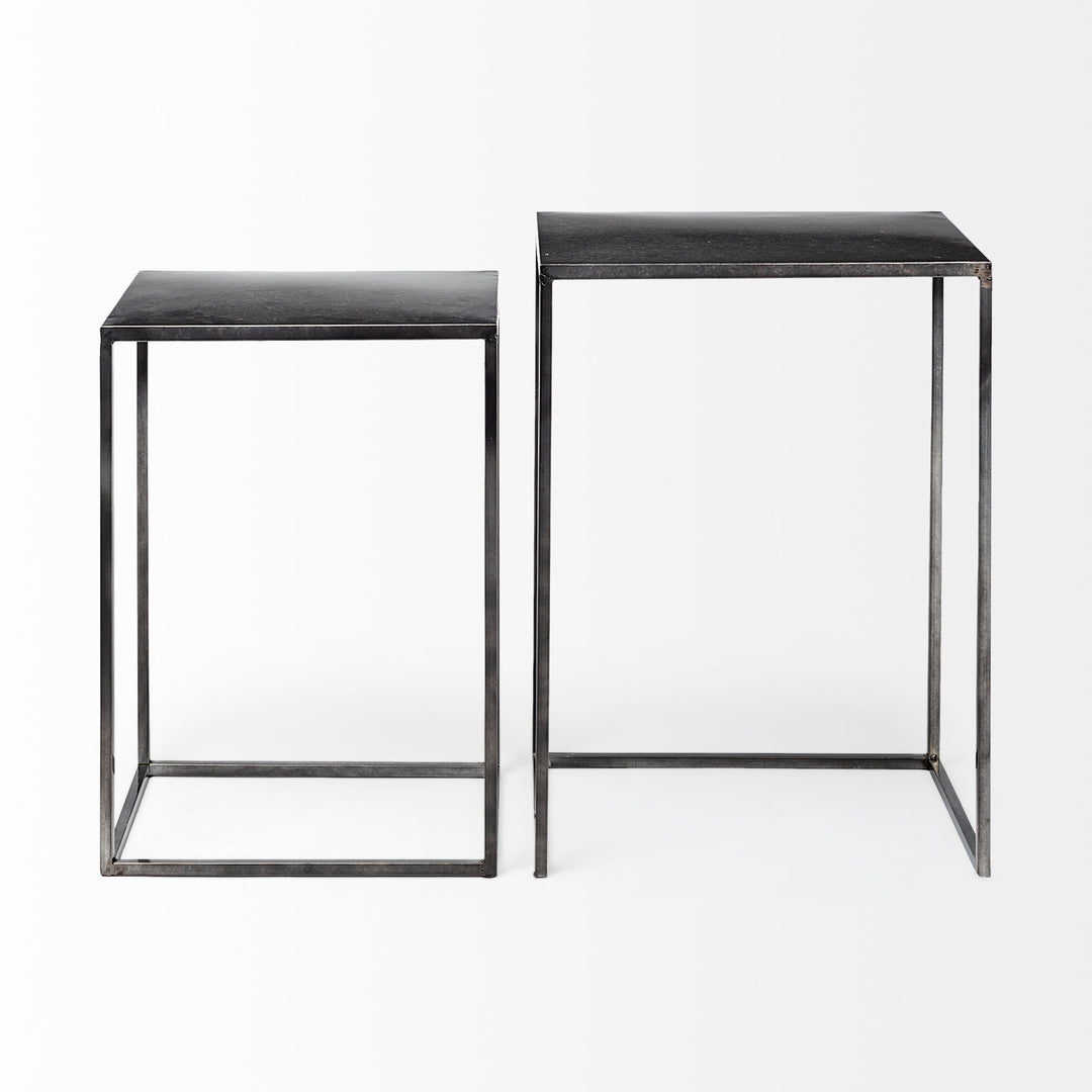 Kasey (Set of 2) Galvanized Metal Nesting Accent Tables Dining Room Mercana