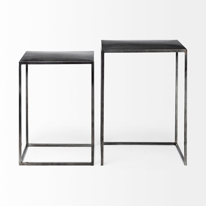 Kasey (Set of 2) Galvanized Metal Nesting Accent Tables Dining Room Mercana