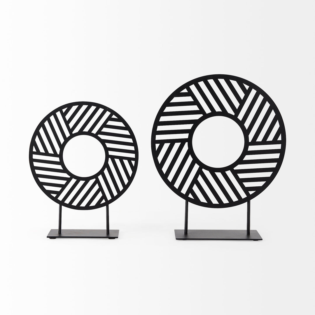 Micra Matte Black Metal Decorative Object on a Stand Decor Mercana