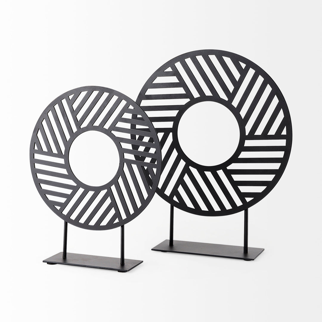 Micra Matte Black Metal Decorative Object on a Stand Decor Mercana