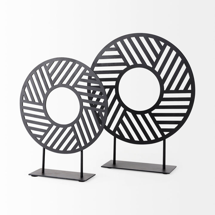 Micra Matte Black Metal Decorative Object on a Stand Decor Mercana