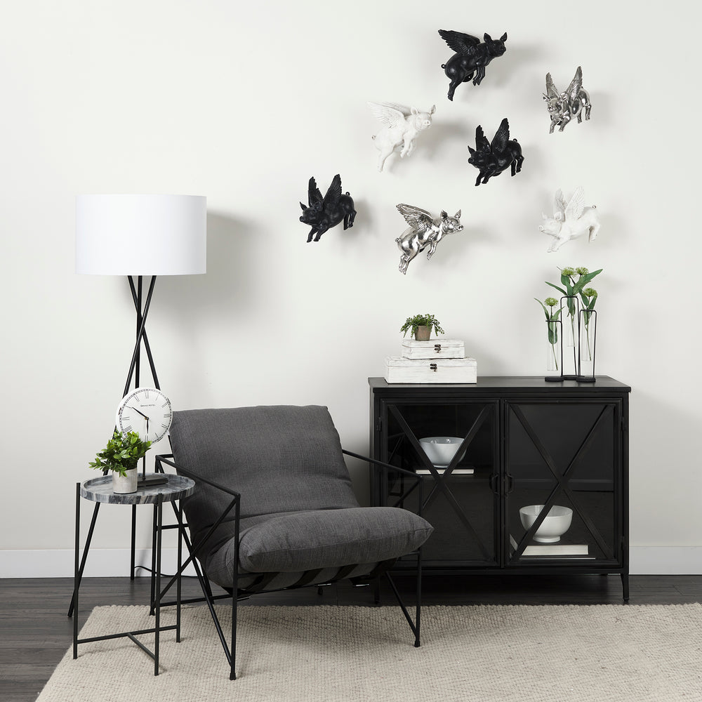 Poppy III 40L x 16W Black Metal With Glass Door Accent Cabinet Decor Mercana