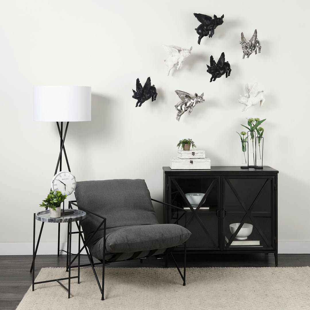 Poppy III 40L x 16W Black Metal With Glass Door Accent Cabinet Decor Mercana