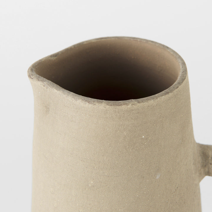 Garand Small 13H Two-Toned White Natural Ceramic Jug Decor Mercana
