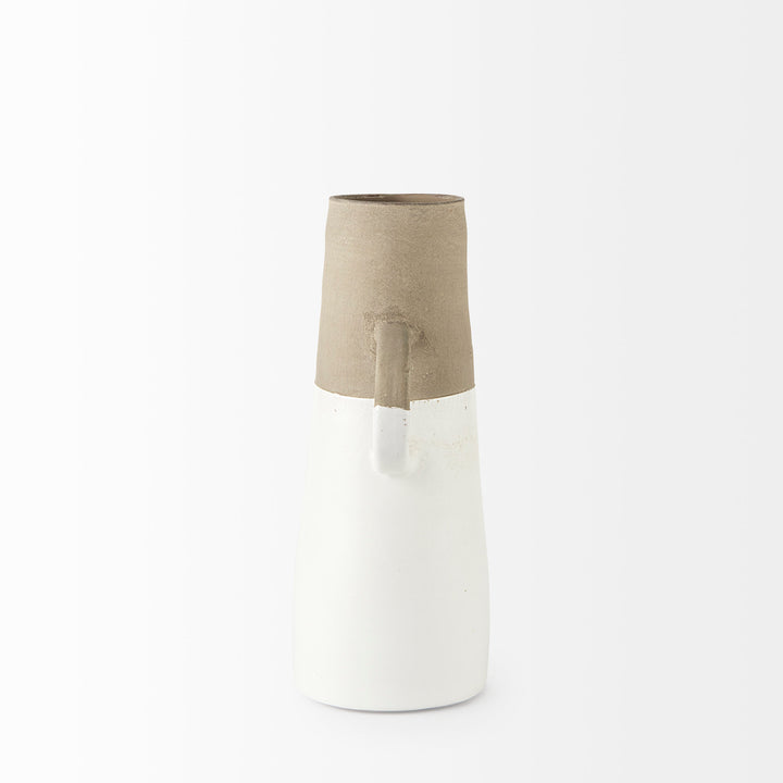 Garand Medium 15H Two-Toned White Natural Ceramic Jug Decor Mercana