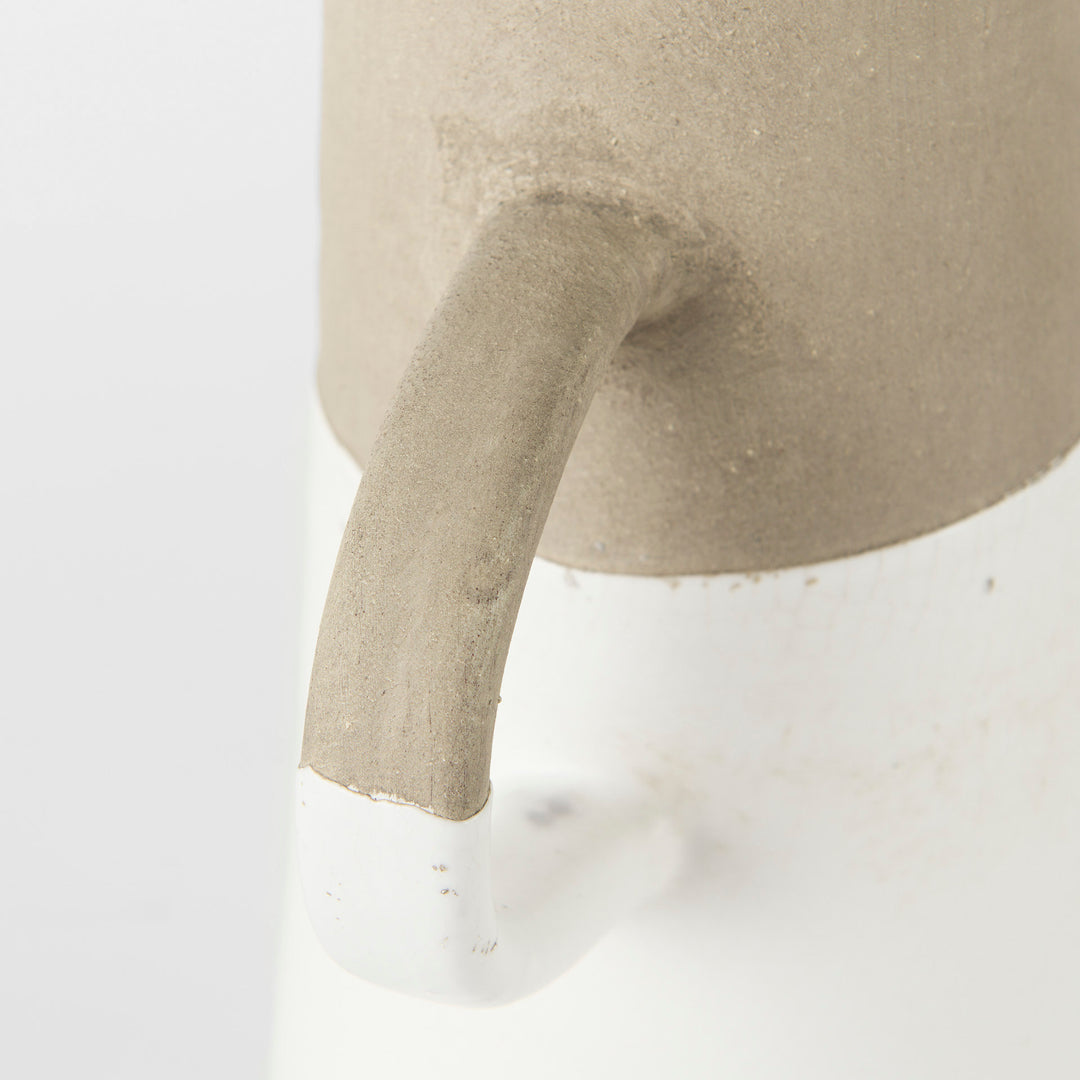 Garand Medium 15H Two-Toned White Natural Ceramic Jug Decor Mercana