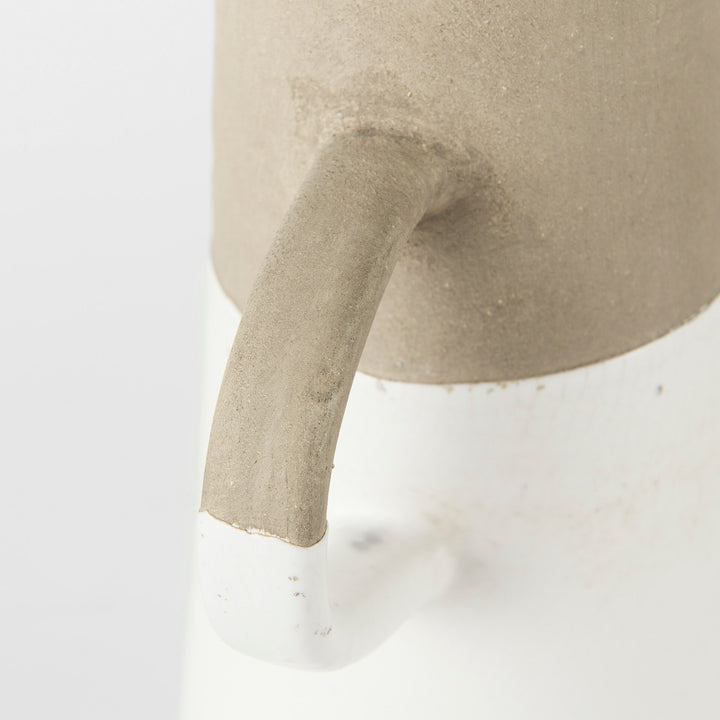 Garand Medium 15H Two-Toned White Natural Ceramic Jug Decor Mercana