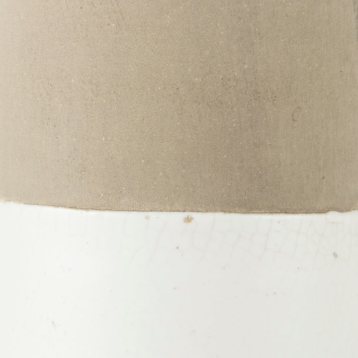 Garand Medium 15H Two-Toned White Natural Ceramic Jug Decor Mercana