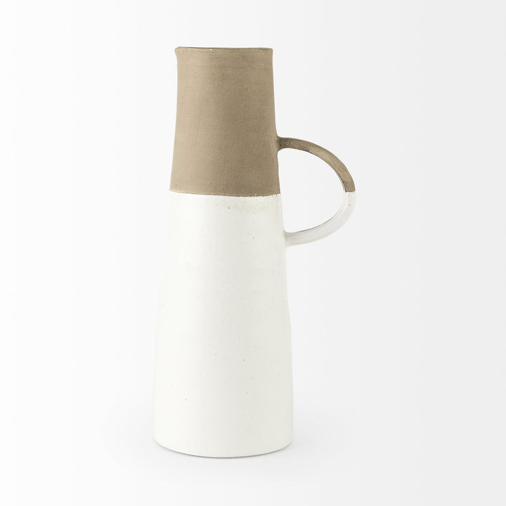 Garand Large 18.8H Two-Toned White Natural Ceramic Jug Decor Mercana