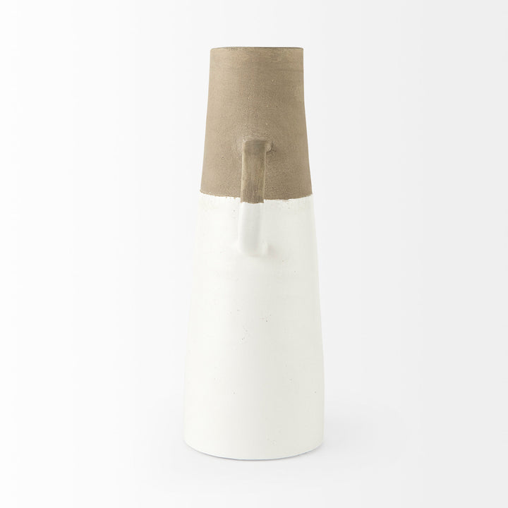Garand Large 18.8H Two-Toned White Natural Ceramic Jug Decor Mercana