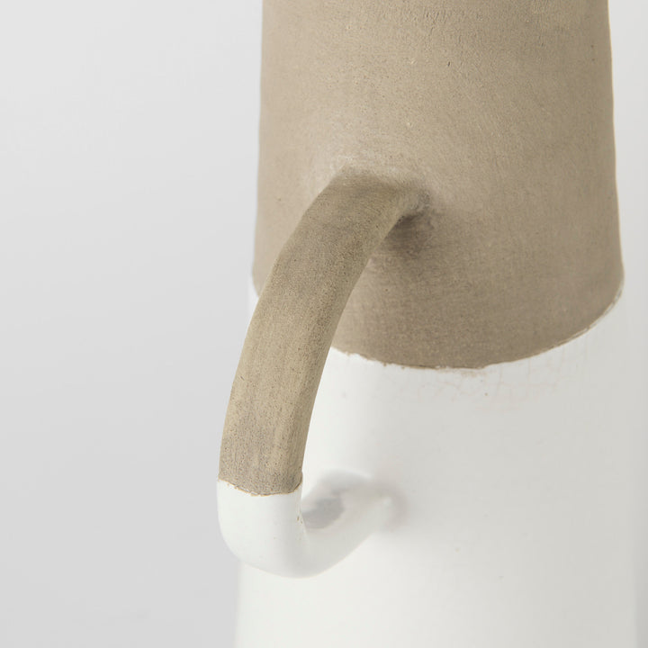 Garand Large 18.8H Two-Toned White Natural Ceramic Jug Decor Mercana