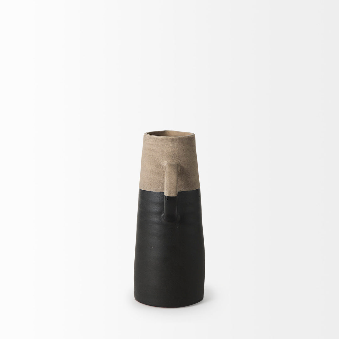 Garand Small 13H Two-Toned Black/Natural Ceramic Jug Decor Mercana