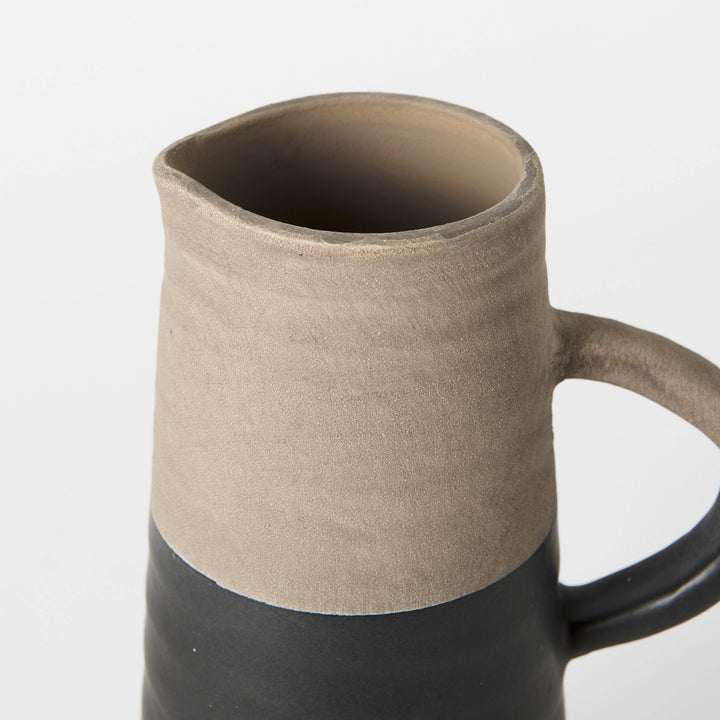Garand Small 13H Two-Toned Black/Natural Ceramic Jug Decor Mercana