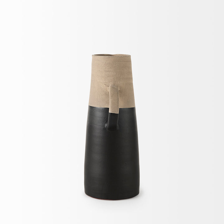 Garand Medium 15H Two-Toned Black/Natural Ceramic Jug Decor Mercana