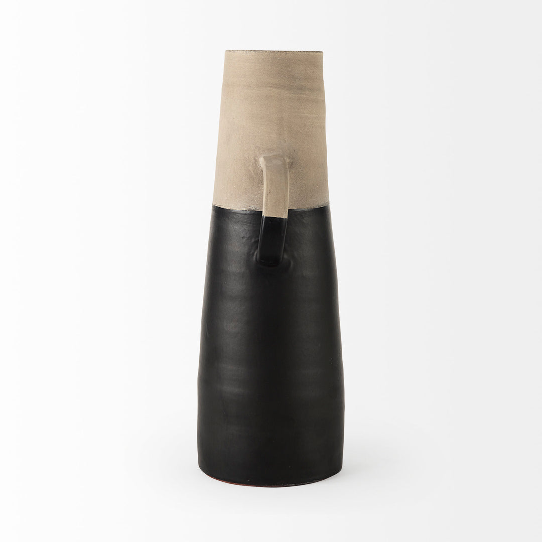 Garand Large 18.8H Two-Toned Black/Natural Ceramic Jug Decor Mercana