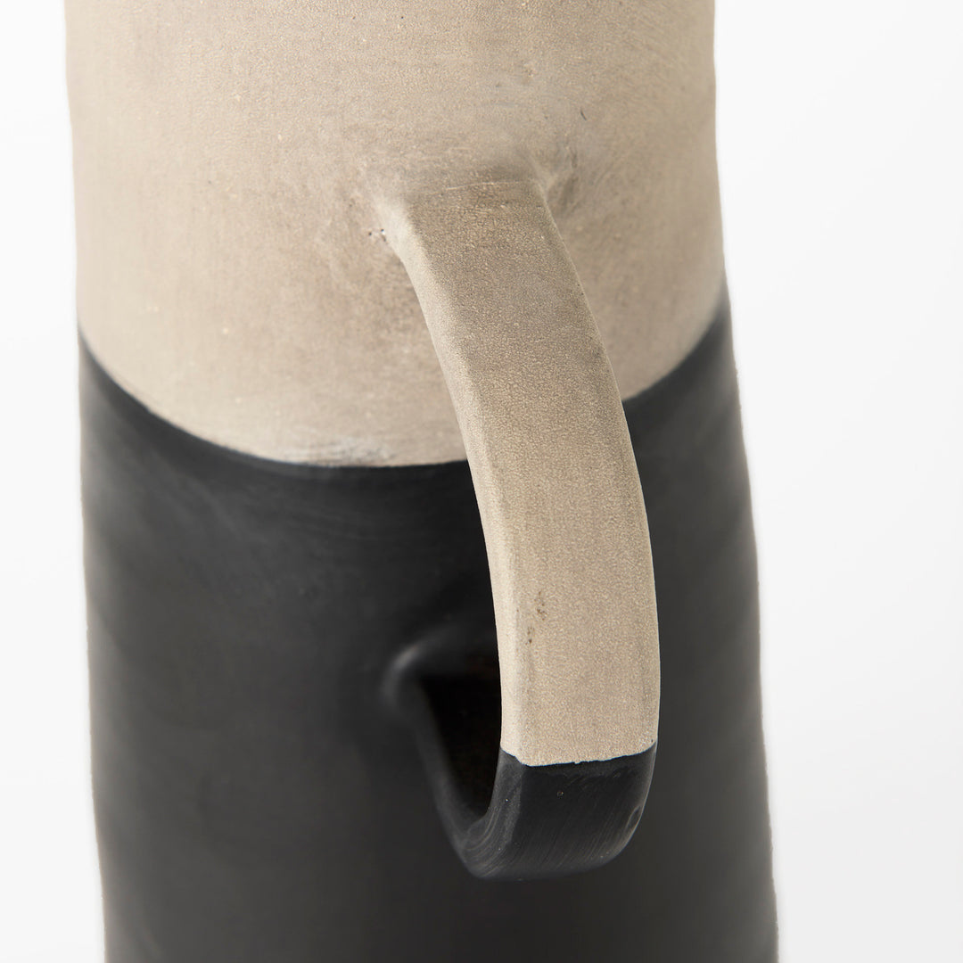 Garand Large 18.8H Two-Toned Black/Natural Ceramic Jug Decor Mercana