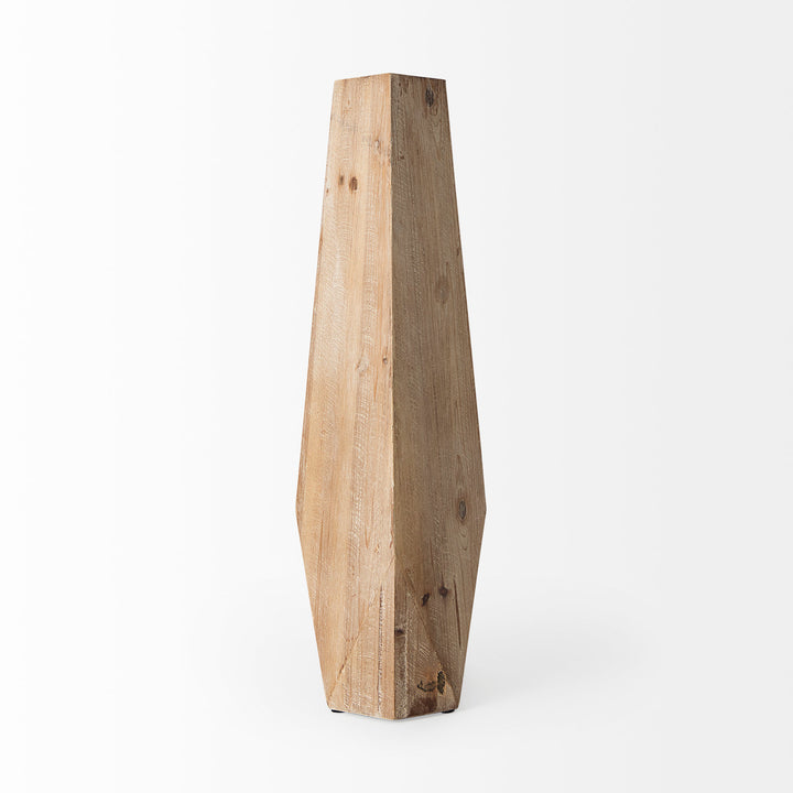 Allen I Large Natural Wooden Base Oval Vase Decor Mercana