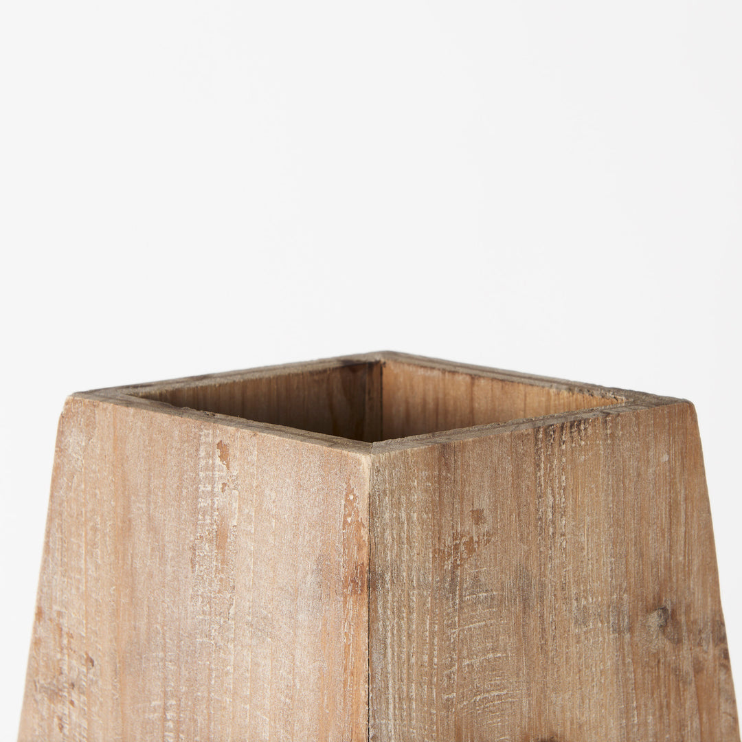 Allen I Large Natural Wooden Base Oval Vase Decor Mercana