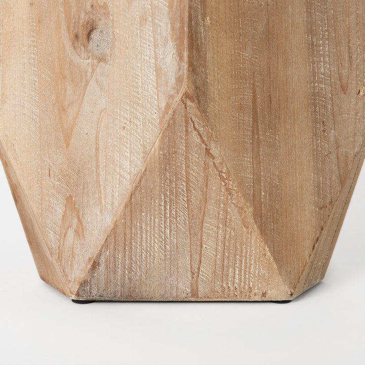 Allen I Large Natural Wooden Base Oval Vase Decor Mercana