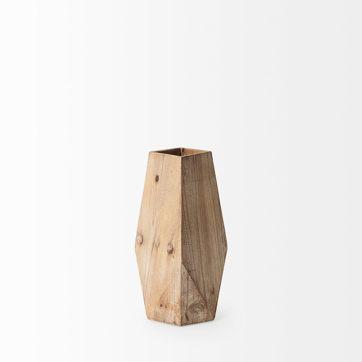 Allen III Tall Natural Wooden Base Oval Vase Decor Mercana