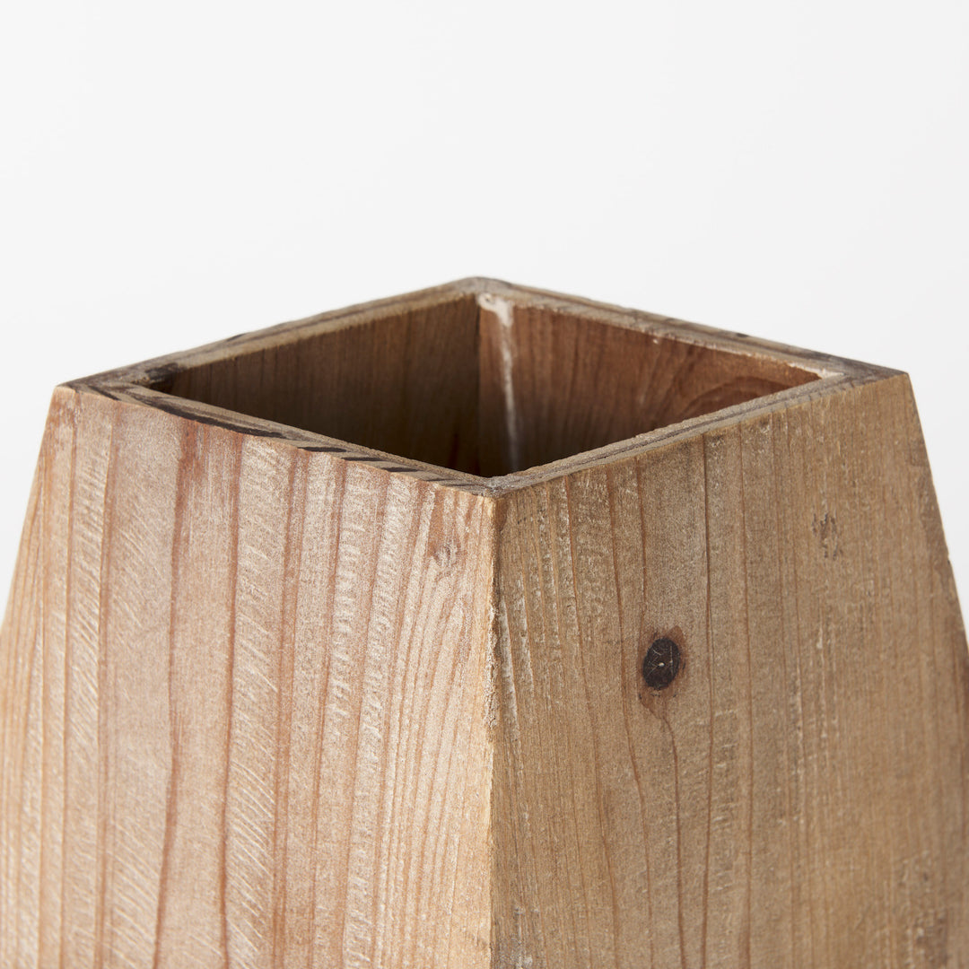 Allen III Tall Natural Wooden Base Oval Vase Decor Mercana