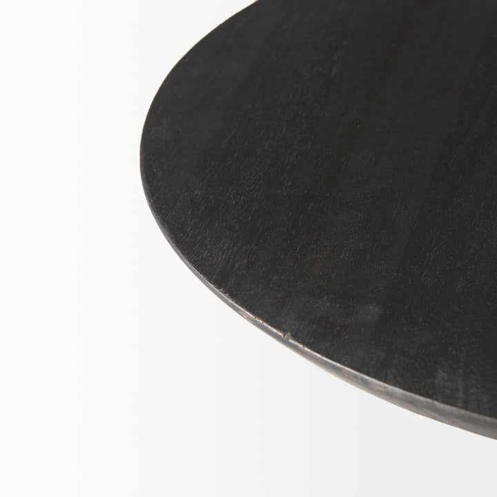 Maxwell 20" Round Dark Brown Wood w/ Black Metal Pedestal Side Table Living Room Mercana