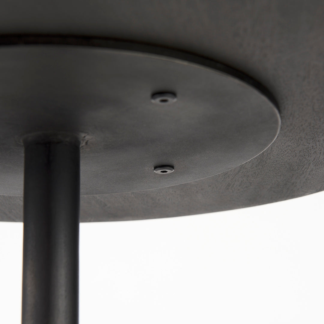Maxwell 20" Round Dark Brown Wood w/ Black Metal Pedestal Side Table Living Room Mercana