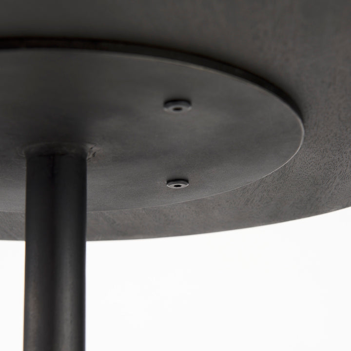 Maxwell 20" Round Dark Brown Wood w/ Black Metal Pedestal Side Table Living Room Mercana