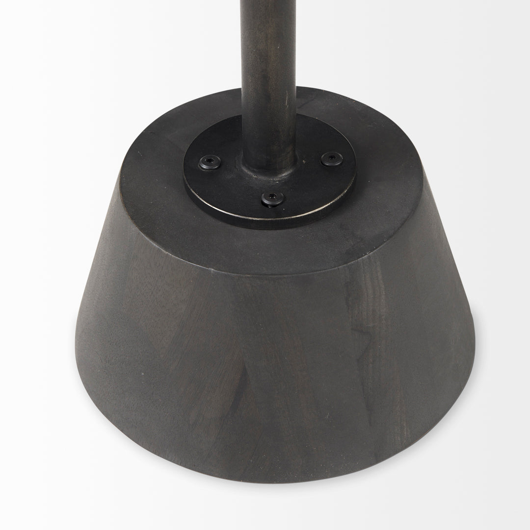 Maxwell 20" Round Dark Brown Wood w/ Black Metal Pedestal Side Table Living Room Mercana