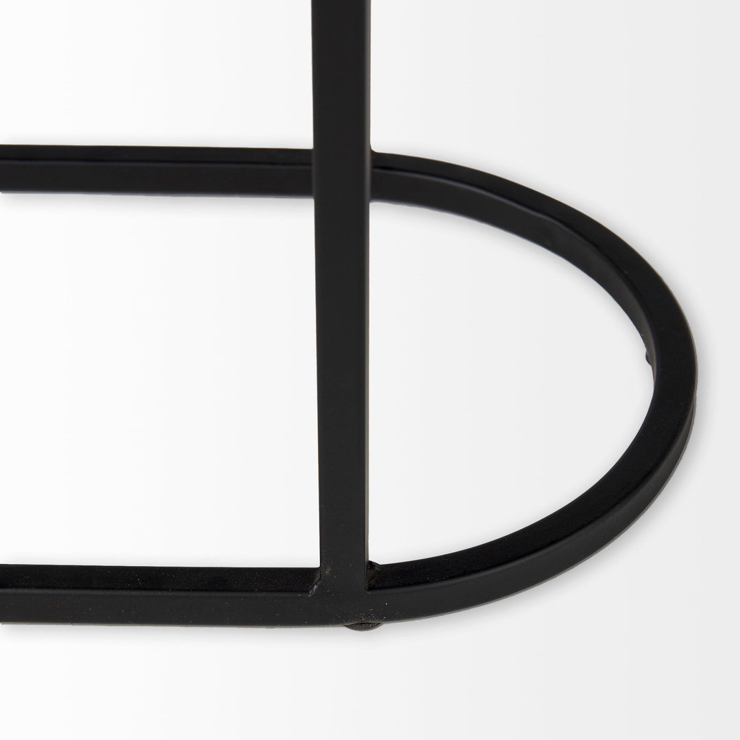Celine 24.2 L x 12.6 W x 22.4 H Set of Two Black/Silver Metal and Glass Nesting Accent Tables Dining Room Mercana
