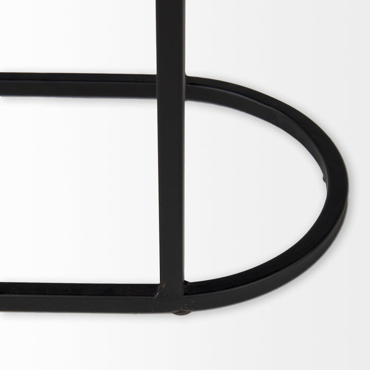 Celine 24.2 L x 12.6 W x 22.4 H Set of Two Black/Silver Metal and Glass Nesting Accent Tables Dining Room Mercana