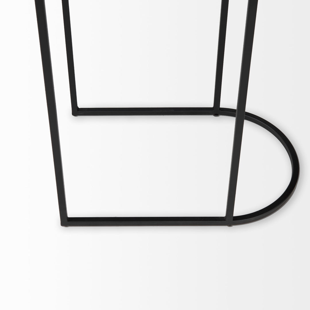 Celine 24.2 L x 12.6 W x 22.4 H Set of Two Black/Silver Metal and Glass Nesting Accent Tables Dining Room Mercana