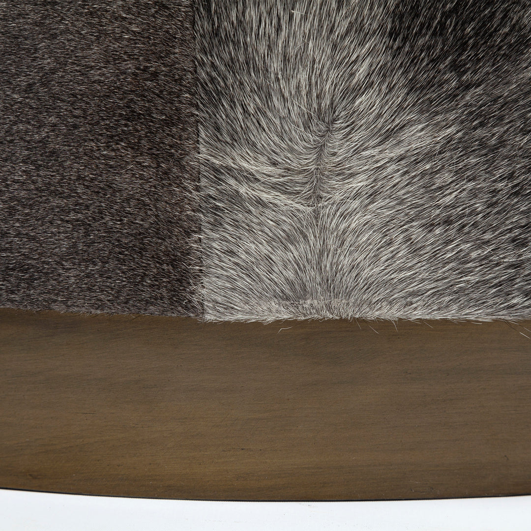 Zahavi 36" Gray Hair-On-hide W/Metal Base Ottoman Living Room Mercana