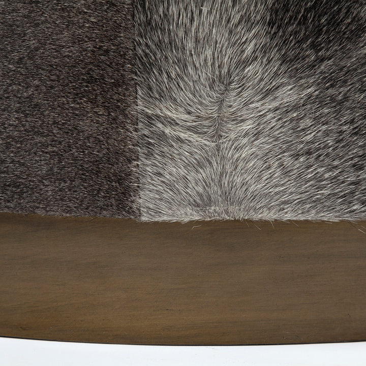 Zahavi 36" Gray Hair-On-hide W/Metal Base Ottoman Living Room Mercana